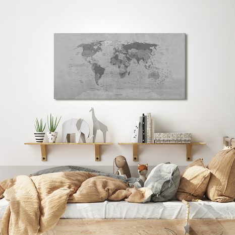 OBRAZ NA KORKU MAPA SVĚTA VE VINTAGE PROVEDENÍ - PICTURES ON CORK - PICTURES