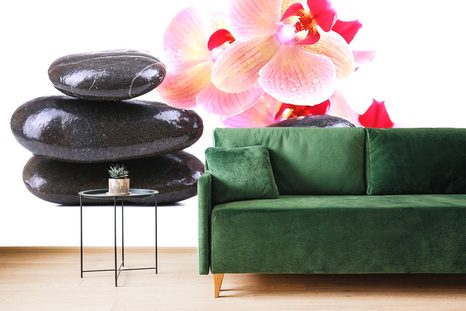 CARTA DA PARATI – PIETRE E ORCHIDEA - CARTA DA PARATI FENG SHUI - CARTA DA PARATI