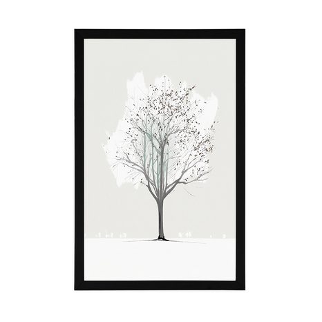 PLAKÁT MINIMALISTICKÝ STROM V ZIMĚ - STROMY A LISTY - PLAKÁTY