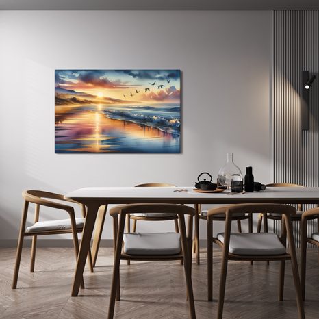 OBRAZ PLÁŽ PŘI ZÁPADU SLUNCE - OBRAZY - TOTÁLNÍ VÝPRODEJ 🔥