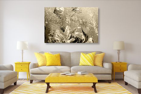 QUADRO SU TELA – PEONIE DIPINTE MODERNE IN VERSIONE SEPPIA - QUADRI BIANCO E NERO - STAMPE E QUADRI