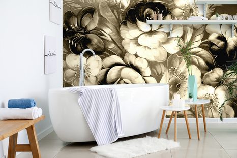 CARTA DA PARATI AUTOADESIVA – FIORI IN VERSIONE SEPPIA - CARTA DA PARATI AUTOADESIVE - CARTA DA PARATI