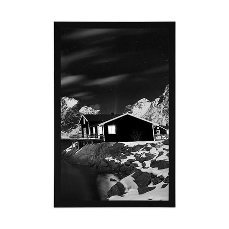 POSTER LANDSCAPE IN NORWAY IN BLACK AND WHITE - BLACK AND WHITE - POSTERS