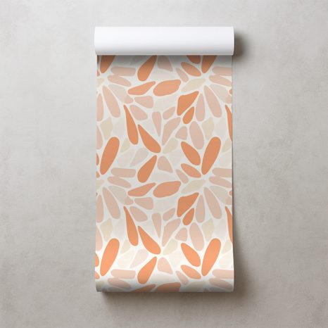 TAPETA ORANŽOVÉ ABSTRAKTNÍ TVARY - VZOROVANÉ TAPETY - TAPETY