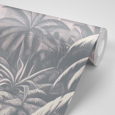 CARTA DA PARATI – ALBERI TROPICALI CON TOCCO VINTAGE - CARTA DA PARATI ALBERI - CARTA DA PARATI