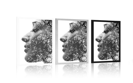 POSZTER NŐI ARC ABSZTRAKT ELEMEKKEL - FEKETE-FEHÉR - POSZTEREK