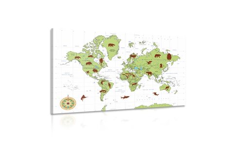 TABLOU HARTA LUMII CU ANIMALE - TABLOURI CU HĂRȚI - TABLOURI