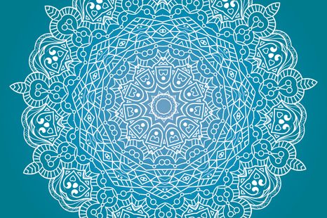 SAMOLEPÍCÍ TAPETA MEDITAČNÍ MANDALA NA MODRÉM POZADÍ - SAMOLEPÍCÍ TAPETY - TAPETY