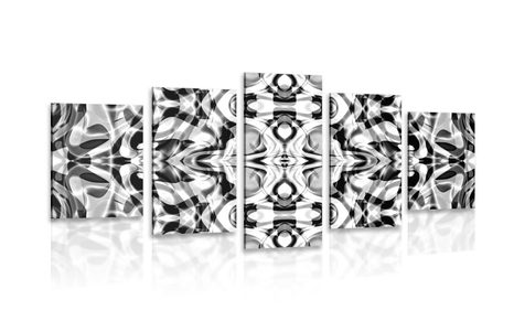 5-PIECE CANVAS PRINT ABSTRACTION IN BLACK AND WHITE - BLACK AND WHITE PICTURES - PICTURES