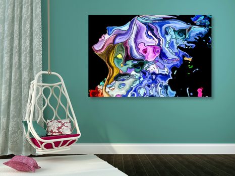 WANDBILD FARBIGE SILHOUETTE EINES FRAUENGESICHTS - ABSTRAKTE BILDER - BILDER