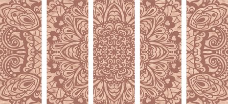 5-DÍLNÝ OBRAZ KVĚTINOVÁ MANDALA - OBRAZY FENG SHUI - OBRAZY