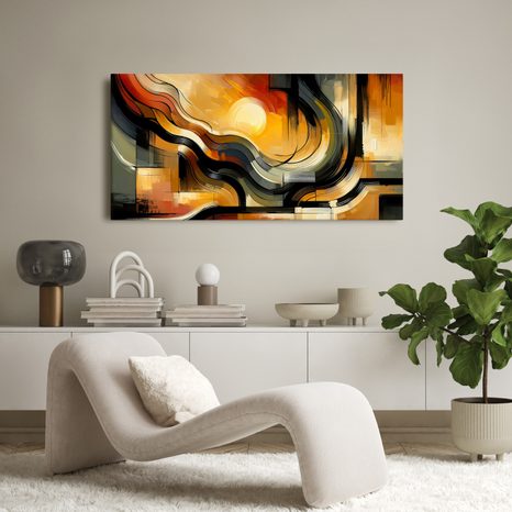 WANDBILD FLIESSENDE ENERGIE IN FARBEN - BILDER VON SONNENAUFGANG UND SONNENUNTERGANG - BILDER