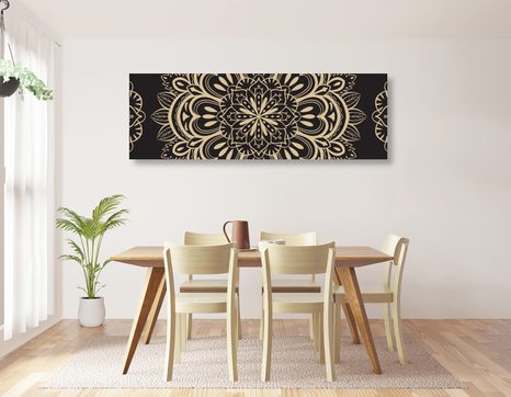 SLIKA ZLATA MANDALA NA ČRNI PODLAGI - SLIKE FENG SHUI - SLIKE