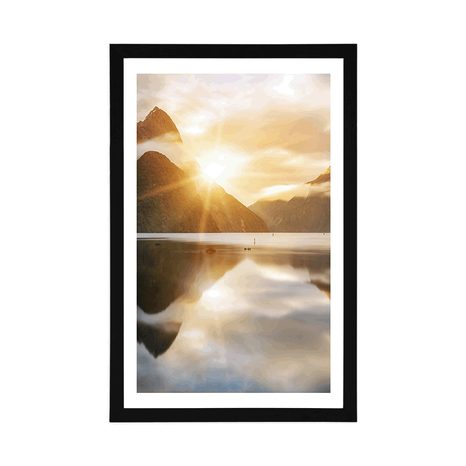 POSTER WITH MOUNT BEAUTIFUL SUNRISE IN NEW ZEALAND - NATURE - POSTERS