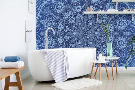 TAPETA OKRASNÁ MANDALA S KRAJKOU V MODRÉ - TAPETY FENG SHUI - TAPETY