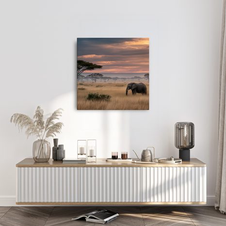 WANDBILD AFRIKANISCHE LANDSCHAFT MIT AKAZIE - BILDER VON ELEFANTEN - BILDER