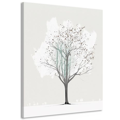 WANDBILD MINIMALISTISCHER BAUM IM WINTER - BILDER BÄUME UND LAUB - BILDER