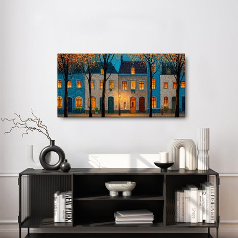 OBRAZ KOUZELNÁ PODZIMNÍ ATMOSFÉRA - BAREVNÉ DOMY - OBRAZY