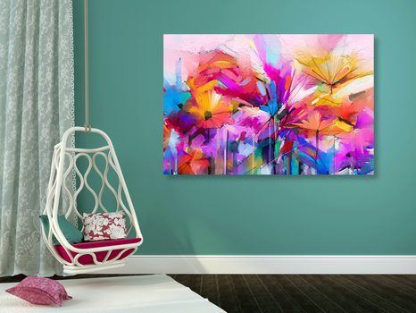 WANDBILD ABSTRAKTE BUNTE BLUMEN - ABSTRAKTE BILDER - BILDER