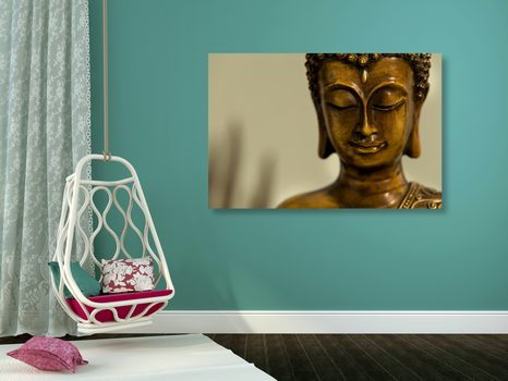 WANDBILD BRONZEKOPF VON BUDDHA - BILDER MIT FENG SHUI-MOTIVEN - BILDER
