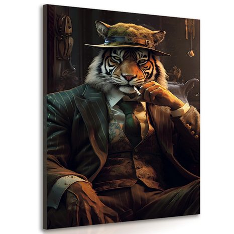 IMPRESSION SUR TOILE ANIMAL GANGSTER TIGRE - IMPRESSIONS SUR TOILE ANIMAL GANGSTERS - IMPRESSION SUR TOILE