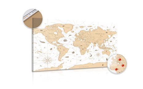 OBRAZ NA KORKU BÉŽOVÁ MAPA - OBRAZY NA KORKU - OBRAZY