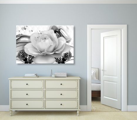 KÉP FÉNYŰZŐ RÓZSA ABSZTRAKCIÓ FEKETE FEHÉRBEN - FEKETE-FEHÉR KÉPEK - KÉPEK