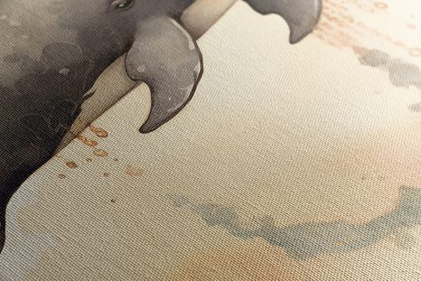 OBRAZ ZASNĚNÁ VELRYBA V ZÁPADU SLUNCE - ZASNĚNÁ ZVÍŘÁTKA - OBRAZY