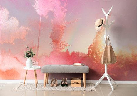 SAMOLEPÍCÍ TAPETA ATMOSFÉRA PODZIMU V RŮŽOVÉM - SAMOLEPÍCÍ TAPETY - TAPETY