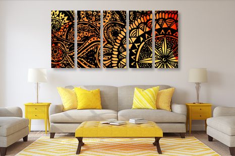 5-DIELNY OBRAZ AKVARELOVÁ MANDALA - OBRAZY FENG SHUI - OBRAZY