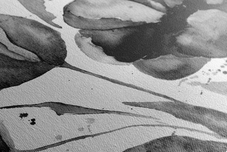 WANDBILD WUNDERSCHÖNE SCHWARZ-WEISSE TULPEN IM INTERESSANTEN DESIGN - SCHWARZ-WEISSE BILDER - BILDER