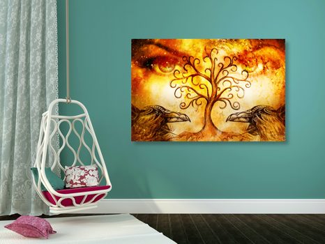 CANVAS PRINT TREE OF LIFE WITH RAVENS - OBRAZY STROMY ŽIVOTA - PICTURES