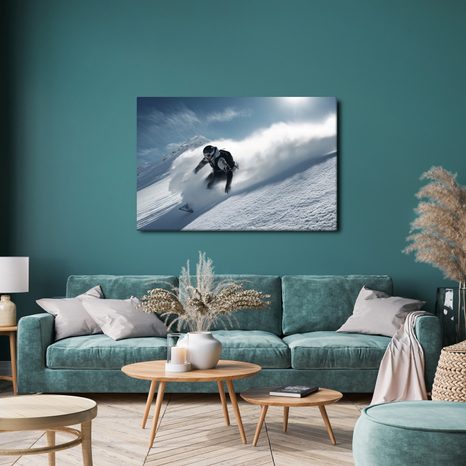 WANDBILD WINTERLICHE ADRENALIN-FAHRT - BILDER VON MENSCHEN - BILDER