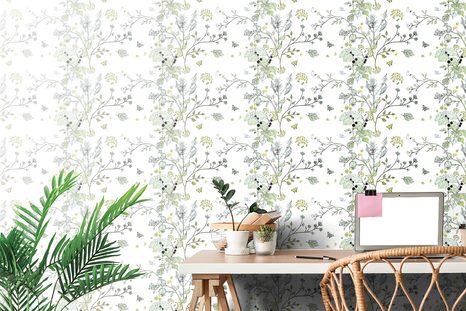 SAMOLEPÍCÍ TAPETA ZELENÉ VĚTVIČKY ROSTLIN - SAMOLEPÍCÍ TAPETY - TAPETY