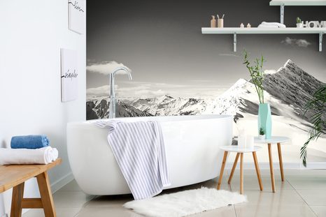 FOTOTAPETA ZASNĚŽENÉ ČERNOBÍLÉ POHOŘÍ - ČERNOBÍLÉ TAPETY - TAPETY