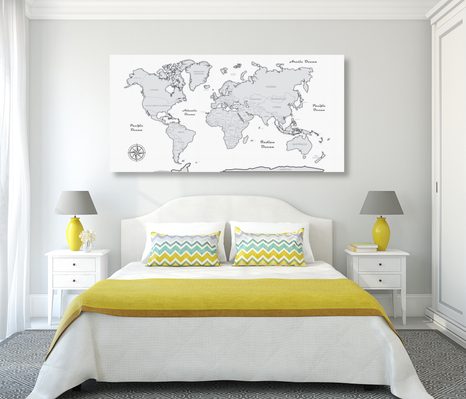 KÉP CSODÁS FEKETE FEHÉR TÉRKÉP - TÉRKÉPES KÉPEK - KÉPEK