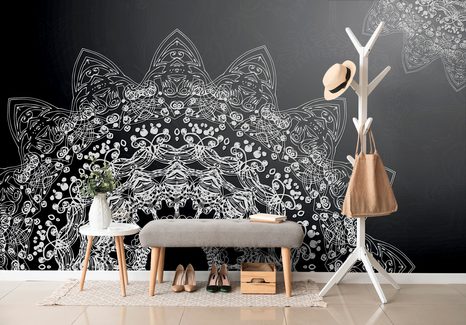 SELBSTKLEBENDE TAPETE MODERNE ELEMENTE DES MANDALAS IN SCHWARZ-WEISS - SELBSTKLEBENDE TAPETEN - TAPETEN