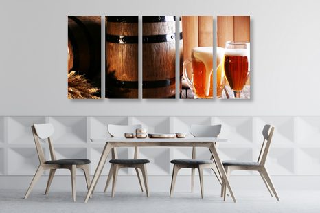 5-RÉSZES KÉP SÖRÖS POHARAK - KÉPEK ÉTELEKKEL ÉS ITALOKKAL - KÉPEK