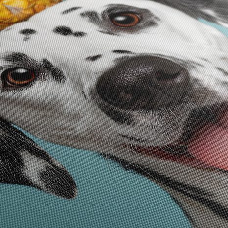 WANDBILD DALMATINER MIT ANANAS AUF DEM KOPF - BILDER VON HUNDEN - BILDER