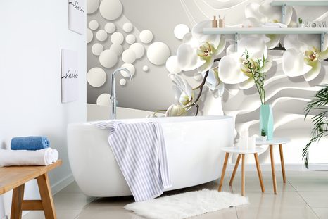 SAMOLEPIACA TAPETA ORCHIDEA NA ABSTRAKTNOM POZADÍ - SAMOLEPIACE TAPETY - TAPETY