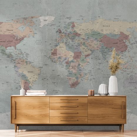 SAMOLEPILNA TAPETA VINTAGE ZEMLJEVID SVETA - TAPETE ZEMLJEVIDI - TAPETE