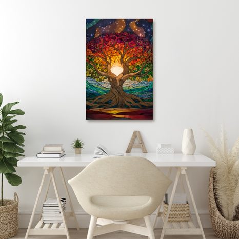 WANDBILD MYSTISCHER BAUM DES LEBENS UND STERNE - BILDER BÄUME DES LEBENS - BILDER