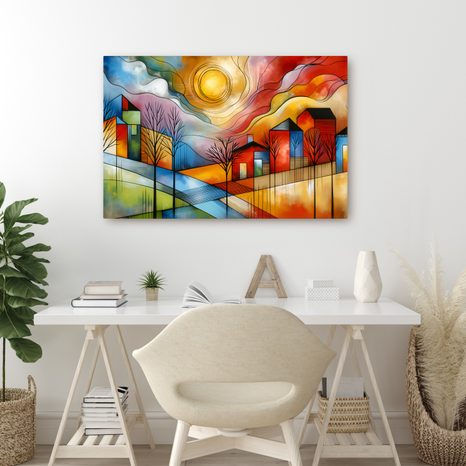 WANDBILD BUNTES DORF - BILDER VON STÄDTEN - BILDER