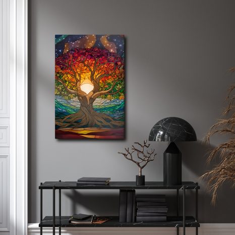 WANDBILD MYSTISCHER BAUM DES LEBENS UND STERNE - BILDER BÄUME DES LEBENS - BILDER