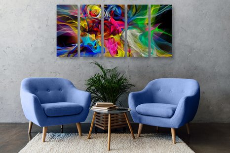 5-DÍLNÝ OBRAZ ABSTRAKTNÍ BAREVNÝ CHAOS - ABSTRAKTNÍ OBRAZY - OBRAZY