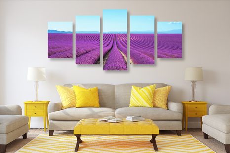 5 RÉSZES KÉP VÉGTELEN LEVANDULA MEZŐ - TERMÉSZET- ÉS TÁJKÉPEK - KÉPEK