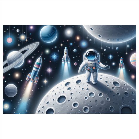 WANDBILD KINDERASTRONAUT AUF DEM MOND - KINDERBILDER WELTRAUM - BILDER