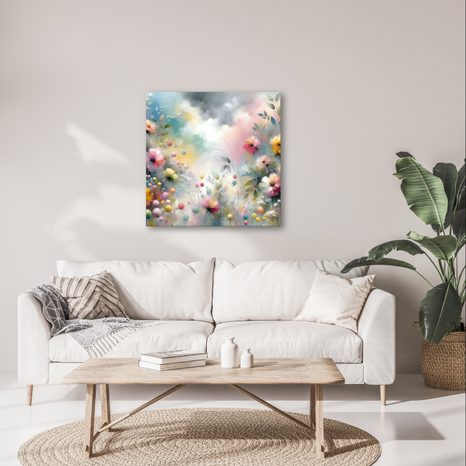 WANDBILD BUNTE BLUMEN IN AQUARELL - BILDER BLUMEN - BILDER