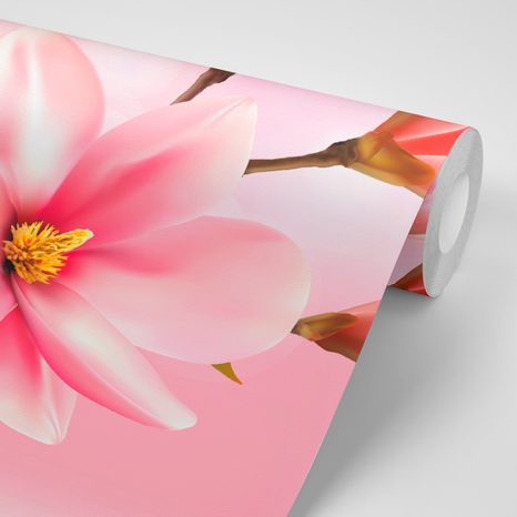 TAPETE ZARTE ROSA MAGNOLIE - MAGNOLIEN-TAPETEN - TAPETEN