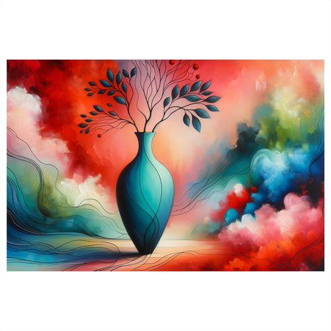 OBRAZ MODRÁ VÁZA V OBLACÍCH - OBRAZY KVĚTŮ - OBRAZY